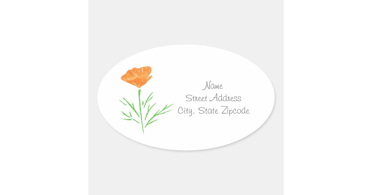 CA Watercolor Poppy Labels | Zazzle