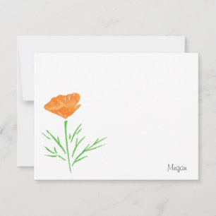 CA Watercolor Poppy Note Card