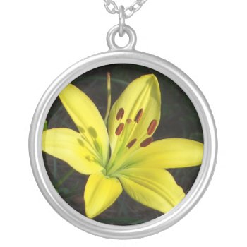 Ca- Yellow Lily Flower Necklace by patcallum at Zazzle