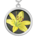 Ca- Yellow Lily Flower Necklace at Zazzle