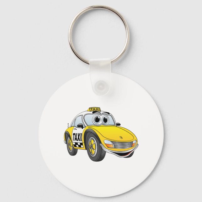 Cab Cartoon Taxi Keychain (Front)