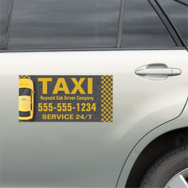 Cab Driver Business Yellow TAXI Company Service  Car Magnet (In Situ)