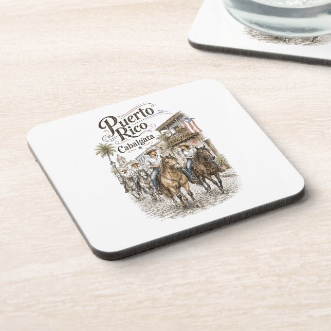 Cabalgata Puerto Rico Horseback Riding Beverage Coaster (Left Side)