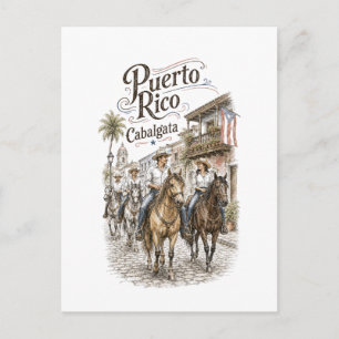 Cabalgata Puerto Rico Horseback Riding Postcard