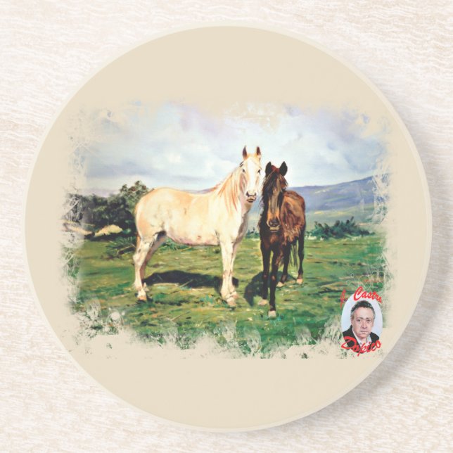 Caballos/Cabalos/Horses Sandstone Coaster (Front)