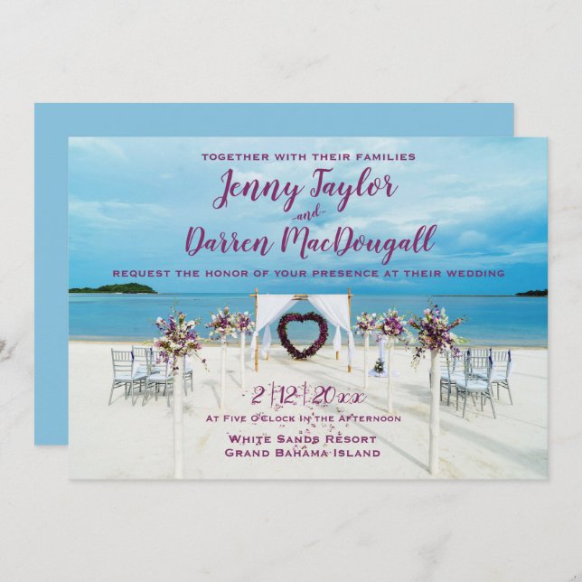 Cabana Beach Destination Wedding Invitation (Front/Back)