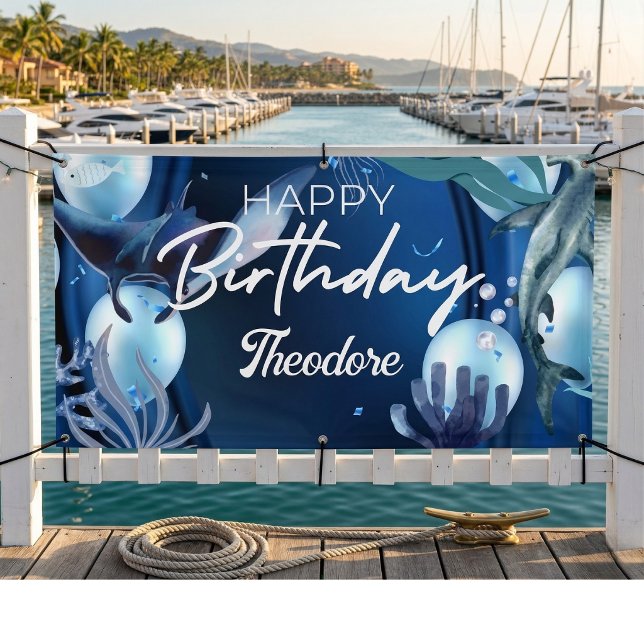 Cabana Blue Anchor Birthday Banner (Epic ocean vibes for you.)