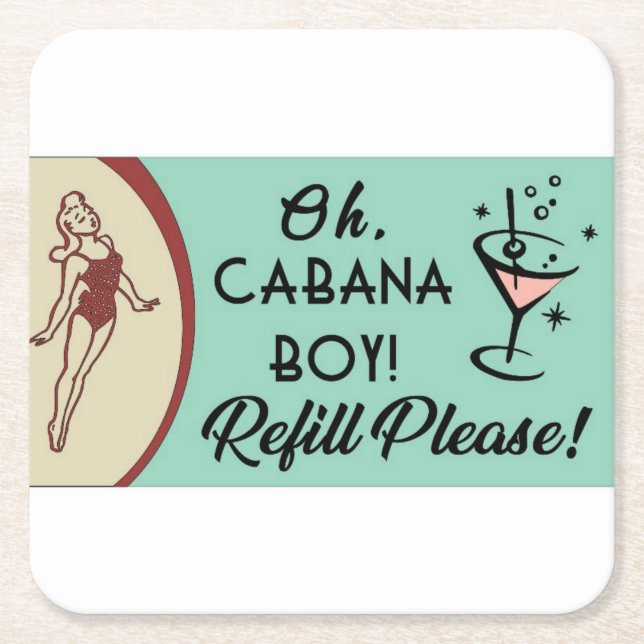 Cabana Boy Square Paper Coaster (Front)
