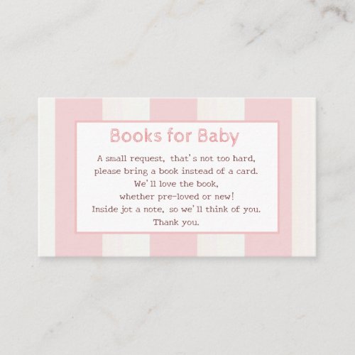 Cabana Pink Stripe Books Request Enclosure Card