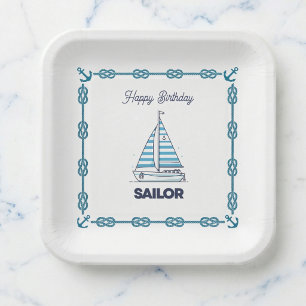 Cabana Sail Happy Birthday Paper Plates