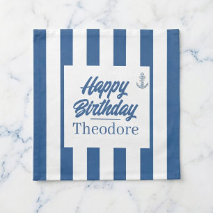 Cabana Stripe Anchor Birthday Cloth Napkin