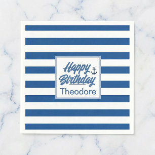 Cabana Stripe Anchor Birthday  Napkins