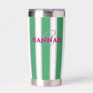 Cabana Stripe Monogram in Green Insulated Tumbler