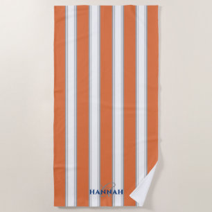 Cabana Stripe Monogram in Orange Beach Towel