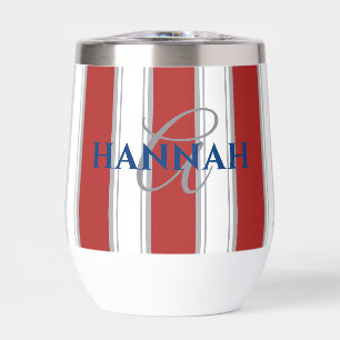 Cabana Stripe Monogram in Red Thermal Wine Tumbler
