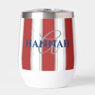 Cabana Stripe Monogram in Red Thermal Wine Tumbler
