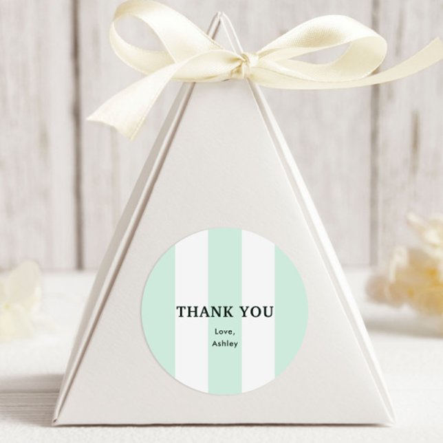 Cabana Stripe Sea Green Bridal Shower Classic Round Sticker (Creator Uploaded)