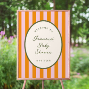Cabana Stripes Baby Shower Welcome Sign