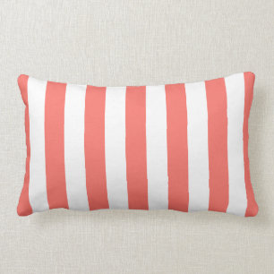 Cabana Stripes in Live Coral Lumbar Pillow