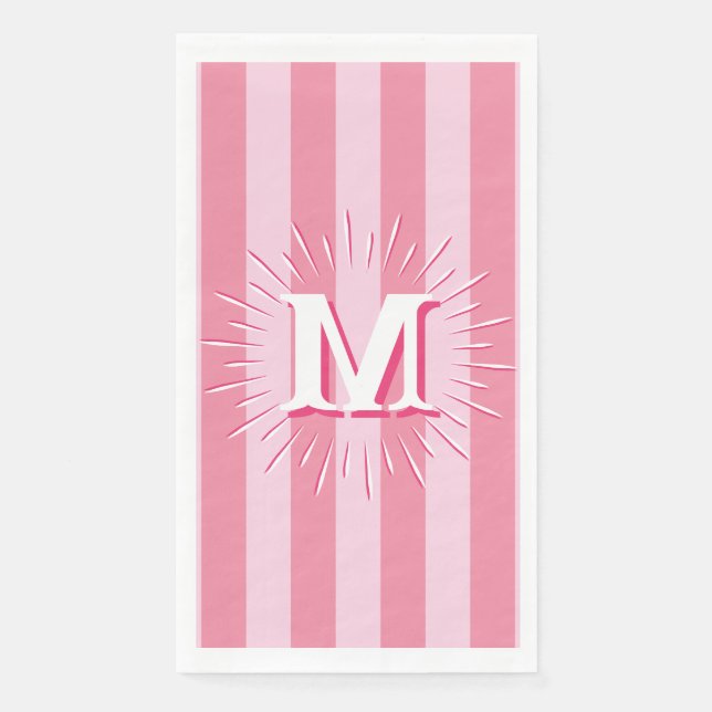 Cabana Stripes in Pink Personalized Paper Guest Towels (Front)