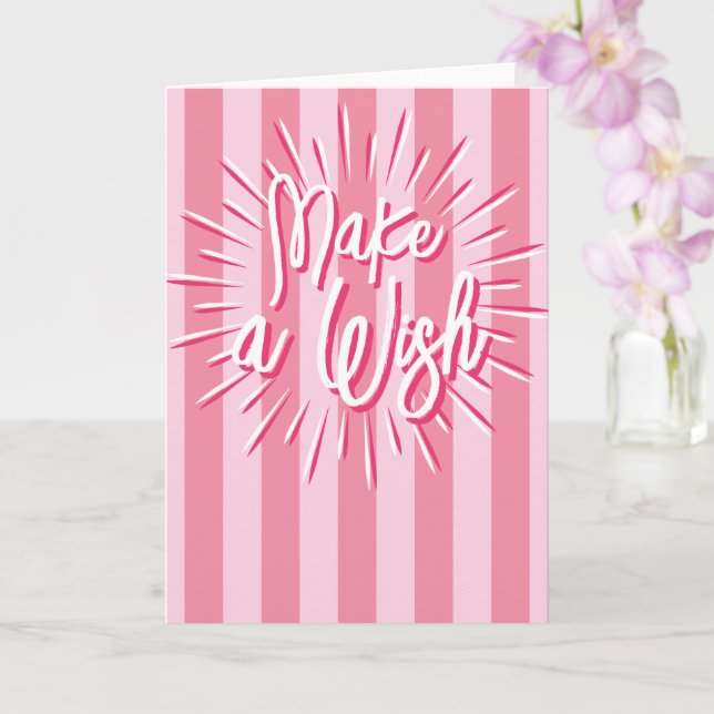 Cabana Stripes "Make a Wish" Burst in Pink Card (Orchid)