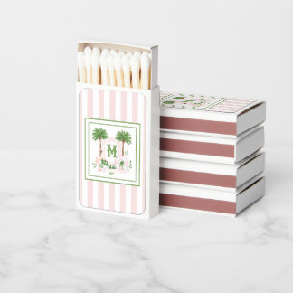 Cabana Stripes Palm Beach Monogram Crest Enclosure Matchboxes