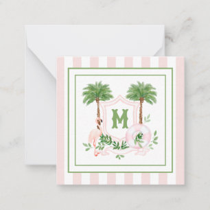 Cabana Stripes Palm Beach Monogram Crest Enclosure Note Card
