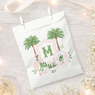 Cabana Stripes Palm Beach Monogram Crest Favor Bag