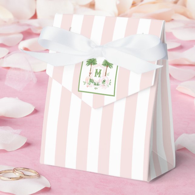 Cabana Stripes Palm Beach Monogram Crest Favor Boxes (Wedding)
