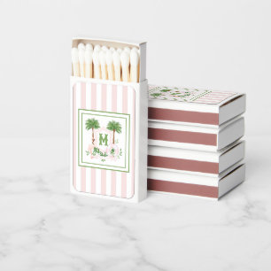 Cabana Stripes Palm Beach Monogram Crest Matchboxes