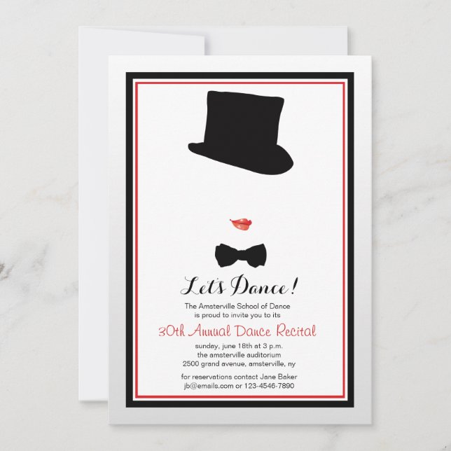 Cabaret Framed Dance Recital Invitation (Front)