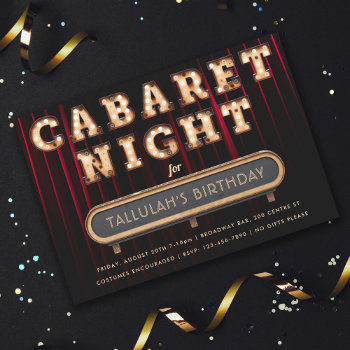 Cabaret Night Birthday Party Invitation by beckynimoy at Zazzle