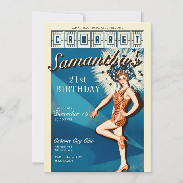 Cabaret Paris Parisian Glam Birthday Party Invitation (Front)