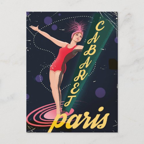 Cabaret Paris vintage travel poster Postcard