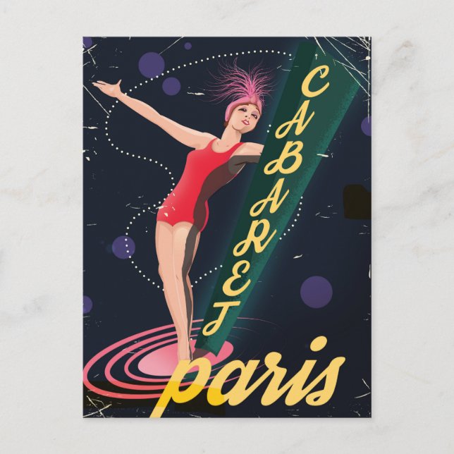 Cabaret Paris vintage travel poster Postcard (Front)