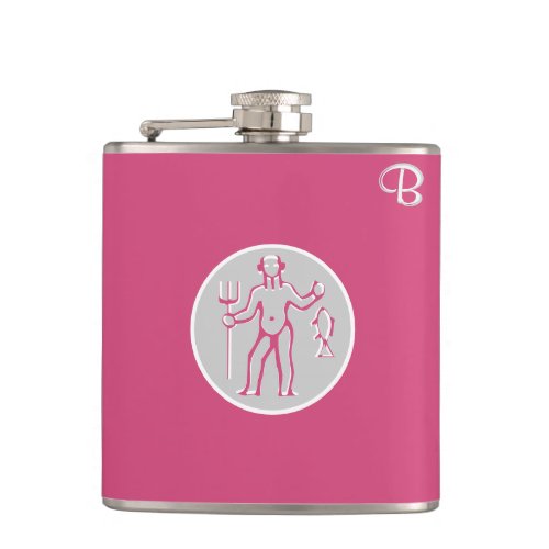 Cabaret Pink Monogrammed Flask _ Zodiac _ Aquarius