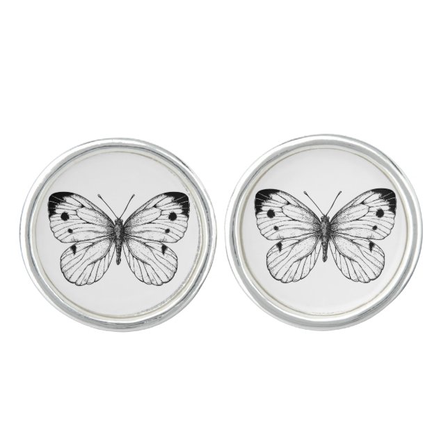 Cabbage butterfly cufflinks (Front)