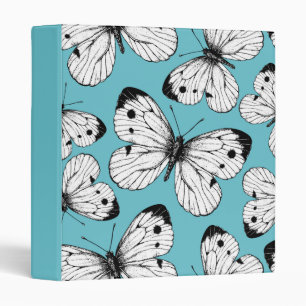 Cabbage butterfly pattern 3 ring binder