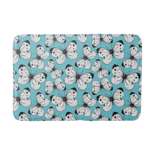 Cabbage butterfly pattern bath mat