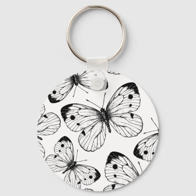 Cabbage butterfly pattern keychain (Front)