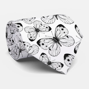 Cabbage butterfly pattern neck tie