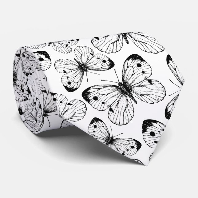 Cabbage butterfly pattern neck tie (Rolled)