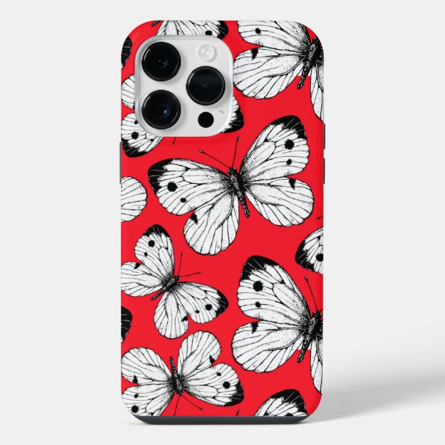 Cabbage butterfly pattern on red iphone case (Back)
