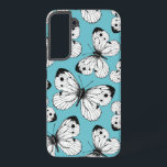 Cabbage butterfly pattern samsung galaxy s22  case<br><div class="desc">Pattern design made of cabbage butterflies on blue background.</div>