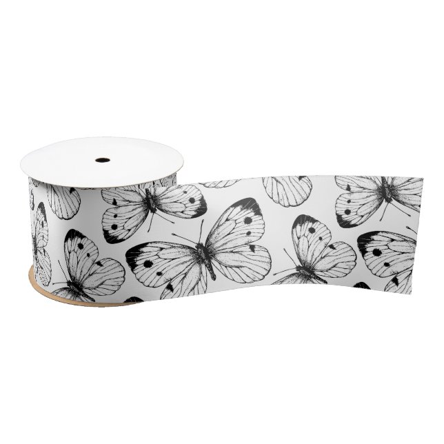 Cabbage butterfly pattern satin ribbon (Spool)