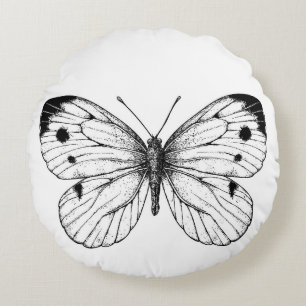 Cabbage butterfly round pillow