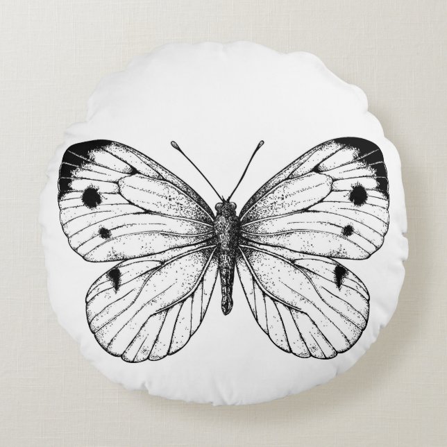 Cabbage butterfly round pillow (Front)