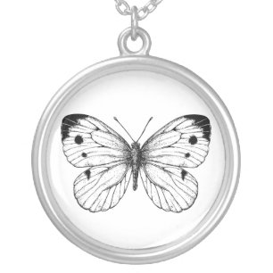 Cabbage butterfly silver plated necklace