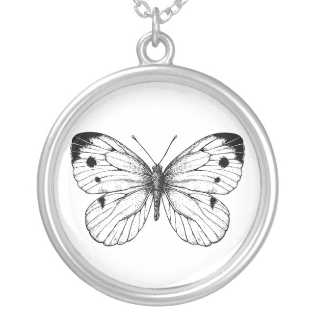Cabbage butterfly silver plated necklace (Front)