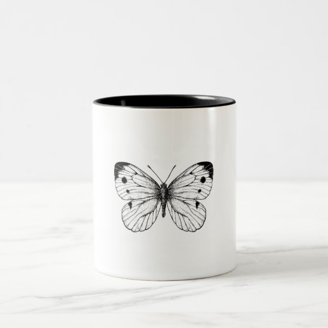 Cabbage butterfly Two-Tone coffee mug (Center)